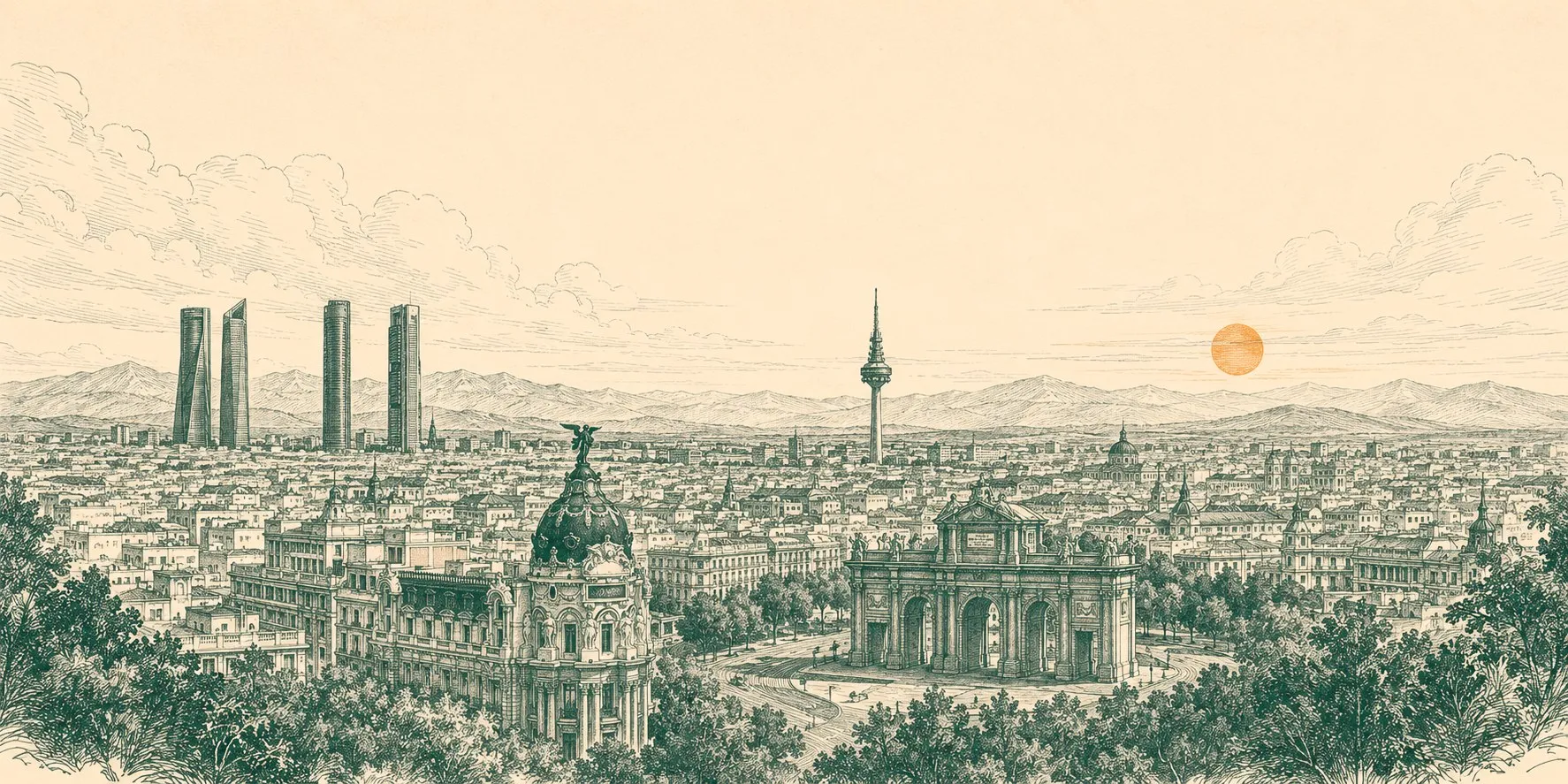 Panoramic view of central Madrid