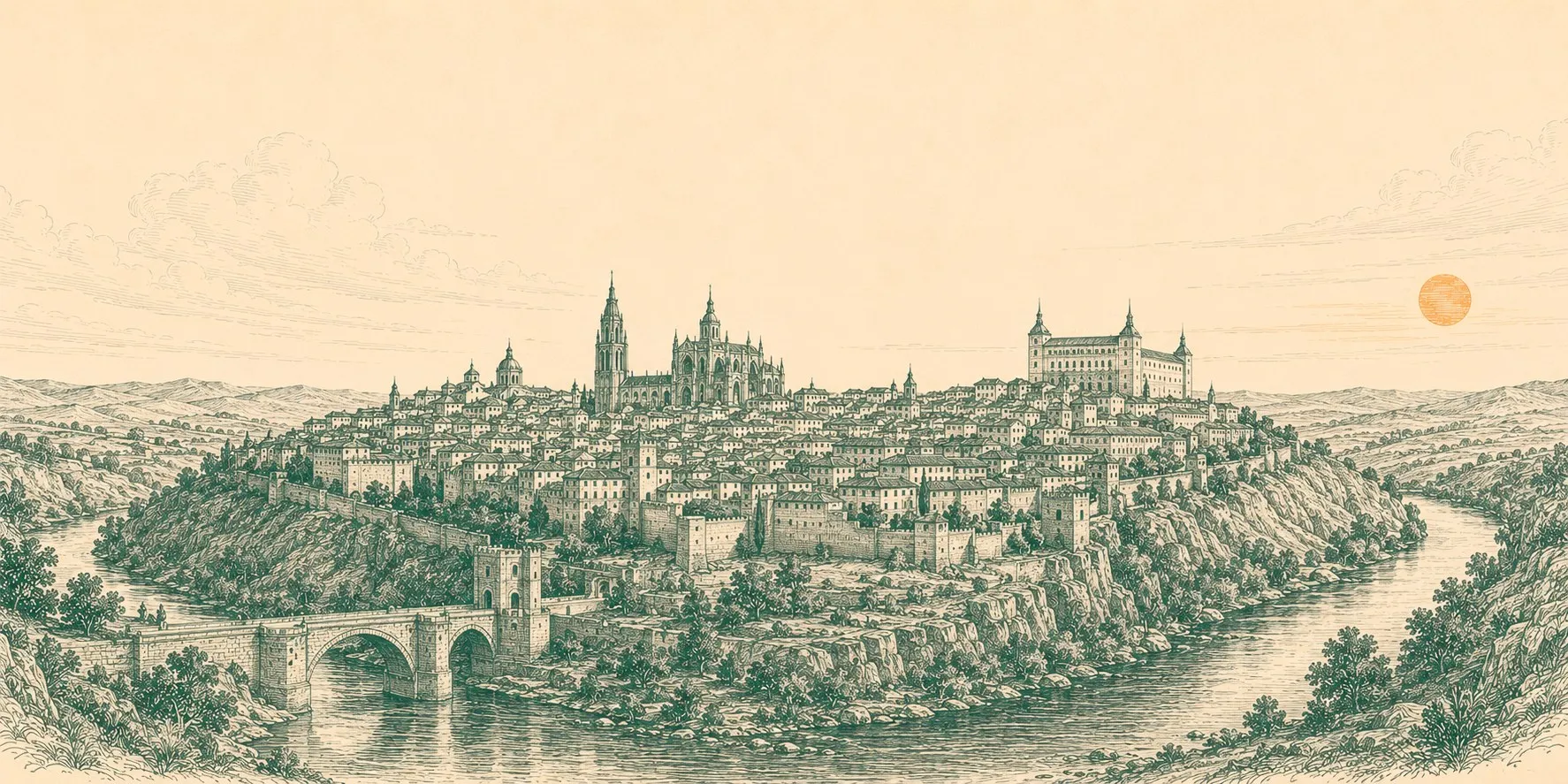 Panoramic view of Toledo over the River Tagus